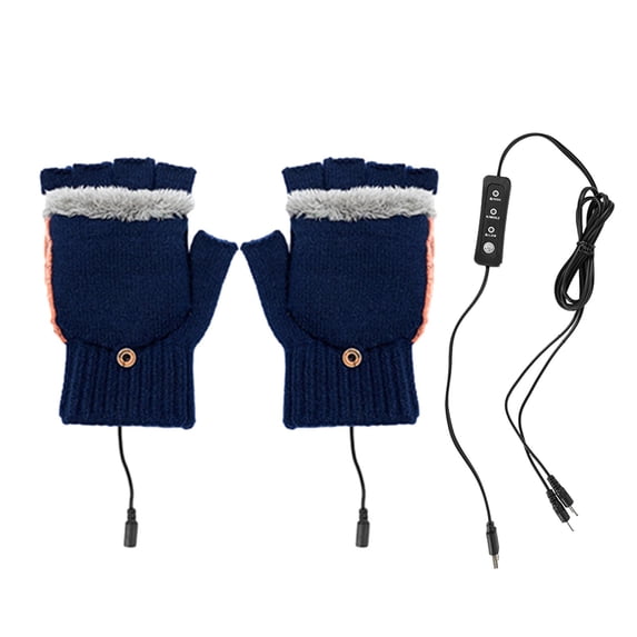 IROINNID Warm Work Gloves for Men and Women Smart USB Charge Winter Cold Protection Warmth Heating Plush Gloves Washable Temperature Adjusted With Button,Navy