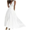 thumbnail image 1 of IROINNID Wedding Guest Dresses for Women Homecoming Party Spring/Summer Sleeveless Color V-Neck Wrapped Chest Dress Long Dress Trendy Formal Dress,White, 1 of 6