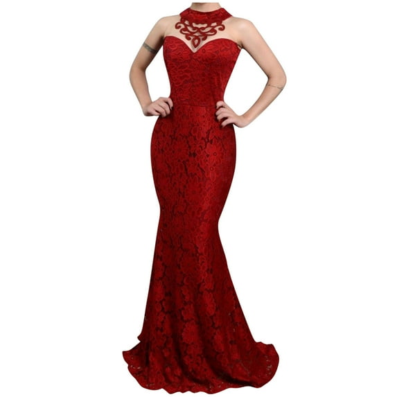 IROINNID Reduced Wedding Guest Dresses for Women Homecoming Party Elegant Sexy Sleeveless Sling Strap Pure Color Long Dress Trendy Formal Dress,Red