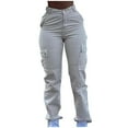 thumbnail image 1 of IROINNID Reduced Women's Cargo Pants New Cropped Hip Pants with High Waist Multi Pocket Workwear Stretch Pants,White, 1 of 5