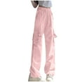 thumbnail image 1 of IROINNID Reduced Women's Pants Wide Leg Solid Pockets High Waist Pants Ladies Button Slim Pants,Pink, 1 of 6