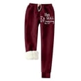 thumbnail image 1 of IROINNID Reduced Women's Sweatpants Casual Jogger Printing Leggings Drawstring Waist Thick Warm Elastic Pants with Pockets,Burgundy, 1 of 3