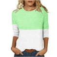 thumbnail image 1 of IROINNID Reduced Womens 3/4 Sleeves Tops Printed Loose T-shirt Mid-length Blouse Round Neck Lounge Tops,Mint Green, 1 of 4