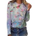 thumbnail image 1 of IROINNID Reduced Womens Long Sleeve Tops Printed Loose T-shirt Blouse Round Neck Lounge Tops,Gray, 1 of 5