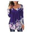 thumbnail image 1 of IROINNID Reduced Womens Plus Size Tops Button Blouse Printing Lounge Long Sleeves (No Positioning Printing,Purple, 1 of 9