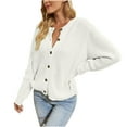 thumbnail image 1 of IROINNID Reduced Womens Sweater Button Down Cardigans Sweater Solid Color Loose Mid-Length Long Sleeve Button Reversible Knit Tops Blouse Sweater, 1 of 6