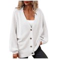 thumbnail image 1 of IROINNID Reduced Womens Sweater Button Down V-Neck Pullover Sweater Solid Color Comfy Mid-Length Long Sleeve Knit Breasted Knit Sweater, 1 of 8