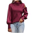 thumbnail image 1 of IROINNID Reduced Womens Sweater Cold Shoulder Pullover Sweater Solid Color Loose Short Length Long Sleeve Sweaters Tops, 1 of 5