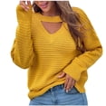 thumbnail image 1 of IROINNID Reduced Womens Sweater Keyhole Neck Pullover Sweater Solid Color Casual Mid-Length Long Sleeve Knit Sweater Coat, 1 of 8