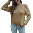 thumbnail image 1 of IROINNID Reduced Womens Sweater Knit Cold Shoulder Pullover Sweater Solid Color Leisure Mid-Length Long Sleeve Sweater Autumn Blouse Tops, 1 of 6