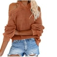 thumbnail image 1 of IROINNID Womens Sweater Knit Cold Shoulder Pullover Sweater Solid Color Leisure Mid-Length Long Sleeve Sweater Autumn and Winter Sweater, 1 of 7