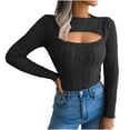 thumbnail image 1 of IROINNID Womens Sweater Knit Keyhole Neck Pullover Sweater Solid Color Comfy Short Length Long Sleeve Autumn and Winter Sweater Tops, 1 of 6