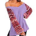 thumbnail image 1 of IROINNID Reduced Womens Sweater Knit Off-The-Shoulder Pullover Sweater Print Loose Mid-Length Long Sleeve Splicing Line Sweater Tops Blouse, 1 of 5