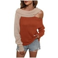 thumbnail image 1 of IROINNID Reduced Womens Sweater Knit One-Shoulder Pullover Sweater Color Block Leisure Mid-Length Long Sleeve Wear Autumn and Winter Strapless Splicing Knitting Sweater, 1 of 5