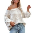 thumbnail image 1 of IROINNID Womens Sweater Knit One-Shoulder Pullover Sweater Solid Color Casual Mid-Length Long Sleeve Tops Blouse Knitted Sweater, 1 of 5