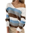 thumbnail image 1 of IROINNID Reduced Womens Sweater Knit One-Shoulder Pullover Sweater Stripes Leisure Mid-Length Long Sleeve Sexy Splicing Backless Line Sweater Tops Blouse, 1 of 6