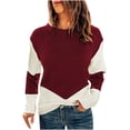 thumbnail image 1 of IROINNID Reduced Womens Sweater Knit Round Neckline Pullover Sweater Color Block Comfy Mid-Length Long Sleeve Sexy Ruched Blouse Tops, 1 of 5