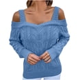thumbnail image 1 of IROINNID Reduced Womens Sweater Knit Square Neck Pullover Sweater Solid Color Loose Short Length Long Sleeve Sweater, 1 of 8