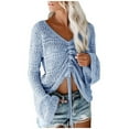 thumbnail image 1 of IROINNID Reduced Womens Sweater Knit V-Neck Pullover Sweater Solid Color Casual Cropped Long Sleeve Sweater Tops, 1 of 9