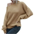 thumbnail image 1 of IROINNID Reduced Womens Sweater One-Shoulder Pullover Sweater Solid Color Comfy Mid-Length Long Sleeve Sweater Autumn and Winter Sweater, 1 of 6