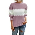 thumbnail image 1 of IROINNID Reduced Womens Sweater Round Neckline Pullover Sweater Color Block Casual Mid-Length Long Sleeve Matching Tops Blouse Knitted Sweater, 1 of 8