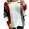 thumbnail image 1 of IROINNID Reduced Womens Sweater Round Neckline Pullover Sweater Color Block Casual Mid-Length Long Sleeve Patchwork Line Sweater Tops Blouse, 1 of 5