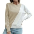 thumbnail image 1 of IROINNID Reduced Womens Sweater Round Neckline Pullover Sweater Color Block Comfy Mid-Length Long Sleeve Hollow Out Sweater, 1 of 5