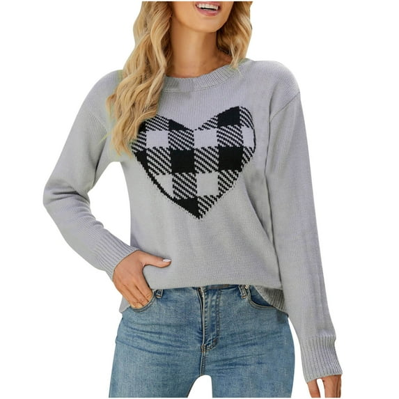 IROINNID Reduced Womens Sweater Round Neckline Pullover Sweater Graphic Prints Comfy Mid-Length Long Sleeve Fashion Sweater Autumn and Winter Sweater