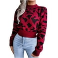 thumbnail image 1 of IROINNID Reduced Womens Sweater Round Neckline Pullover Sweater Graphic Prints Comfy Mid-Length Long Sleeve Hollow Out Base Knitted Sweater, 1 of 6
