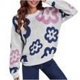 thumbnail image 1 of IROINNID Reduced Womens Sweater Round Neckline Pullover Sweater Graphic Prints Comfy Mid-Length Long Sleeve Sweater Flower Autumn and Winter Sweater, 1 of 5