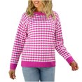 thumbnail image 1 of IROINNID Reduced Womens Sweater Round Neckline Pullover Sweater Plaid Comfy Mid-Length Long Sleeve Top Knitting Sweater, 1 of 6