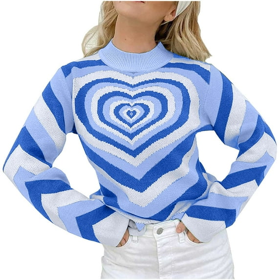 IROINNID Reduced Womens Sweater Round Neckline Pullover Sweater Print Leisure Mid-Length Long Sleeve Sweater Ladies Tops