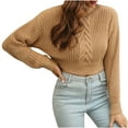 thumbnail image 1 of IROINNID Reduced Womens Sweater Round Neckline Pullover Sweater Solid Color Casual Cropped Long Sleeve Herringbone Three-Dimensional Sweater Autumn and Winter Sweater, 1 of 9