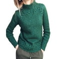 thumbnail image 1 of IROINNID Womens Sweater Round Neckline Pullover Sweater Solid Color Casual Mid-Length Long Sleeve Half High Collar Top Knitted Sweaters, 1 of 5