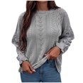 thumbnail image 1 of IROINNID Reduced Womens Sweater Round Neckline Pullover Sweater Solid Color Comfy Mid-Length Long Sleeve Knit Sweater Coat, 1 of 7