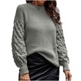 thumbnail image 1 of IROINNID Reduced Womens Sweater Round Neckline Pullover Sweater Solid Color Leisure Mid-Length Long Sleeve Autumn and Winter Warm Threaded Sweater, 1 of 6
