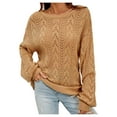 thumbnail image 1 of IROINNID Womens Sweater Round Neckline Pullover Sweater Solid Color Leisure Mid-Length Long Sleeve Plus Size Tops Sweater Blouse, 1 of 8