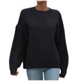 thumbnail image 1 of IROINNID Reduced Womens Sweater Round Neckline Pullover Sweater Solid Color Loose Short Length Long Sleeve Knitting Thick Needle Twisted Rope Sweaters Blouse, 1 of 8
