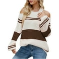 thumbnail image 1 of IROINNID Reduced Womens Sweater Round Neckline Pullover Sweater Stripes Comfy Mid-Length Long Sleeve Matching Tops Blouse Knitted Sweater, 1 of 5