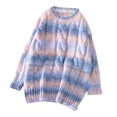 thumbnail image 1 of IROINNID Womens Sweater Round Neckline Pullover Sweater Stripes Leisure Mid-Length Long Sleeve Sweater Top, 1 of 6