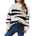 thumbnail image 1 of IROINNID Reduced Womens Sweater Round Neckline Pullover Sweater Stripes Loose Mid-Length Long Sleeve Irregular Sweater Top, 1 of 8