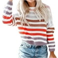 thumbnail image 1 of IROINNID Reduced Womens Sweater Round Neckline Pullover Sweater Stripes Loose Mid-Length Long Sleeve Knit Sweater, 1 of 7