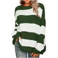 thumbnail image 1 of IROINNID Reduced Womens Sweater Round Neckline Pullover Sweater Stripes Loose Mid-Length Long Sleeve Shirt Sweater Tops, 1 of 5