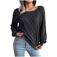 thumbnail image 1 of IROINNID Reduced Womens Sweater Scoop Neck Pullover Sweater Solid Color Loose Mid-Length Long Sleeve Sweater Button Blouse Autumn Tops, 1 of 7