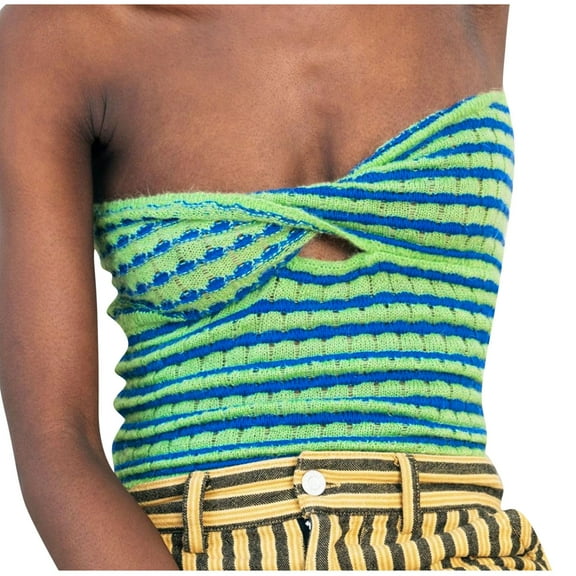 IROINNID Womens Sweater Sweater Vest Keyhole Neck Pullover Sweater Stripes Leisure Short Length Sleeveless Breast Wrap Beautiful Back Knitting Vest Hollow Tube Tops