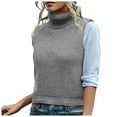 thumbnail image 1 of IROINNID Reduced Womens Sweater Sweater Vest Turtleneck Pullover Sweater Solid Color Leisure Short Length Sleeveless Slim Sweater Knitted Vest, 1 of 4