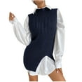 thumbnail image 1 of IROINNID Womens Sweater Sweater Vest V-Neck Pullover Sweater Solid Color Casual Mid-Length Sleeveless Split Knit Match Vest Sweater, 1 of 6