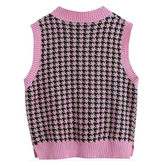 IROINNID Reduced Womens Sweater Sweater Vest V-Neck Pullover Sweater Solid Color Casual Short Length Sleeveless Shirt Collision Sweater Vest