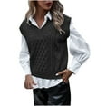 thumbnail image 1 of IROINNID Reduced Womens Sweater Sweater Vest V-Neck Pullover Sweater Solid Color Leisure Short Length Sleeveless Hollow Diamond Knitted Vest Sweater Vest, 1 of 5