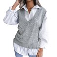 thumbnail image 1 of IROINNID Reduced Womens Sweater Sweater Vest V-Neck Pullover Sweater Stripes Leisure Short Length Sleeveless Hollow Diamond Knitted Vest Sweater Vest, 1 of 3
